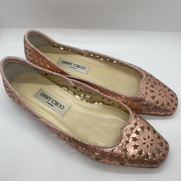 Jimmy Choo Shoes - Jimmy Choo cut out rose gold flats 39